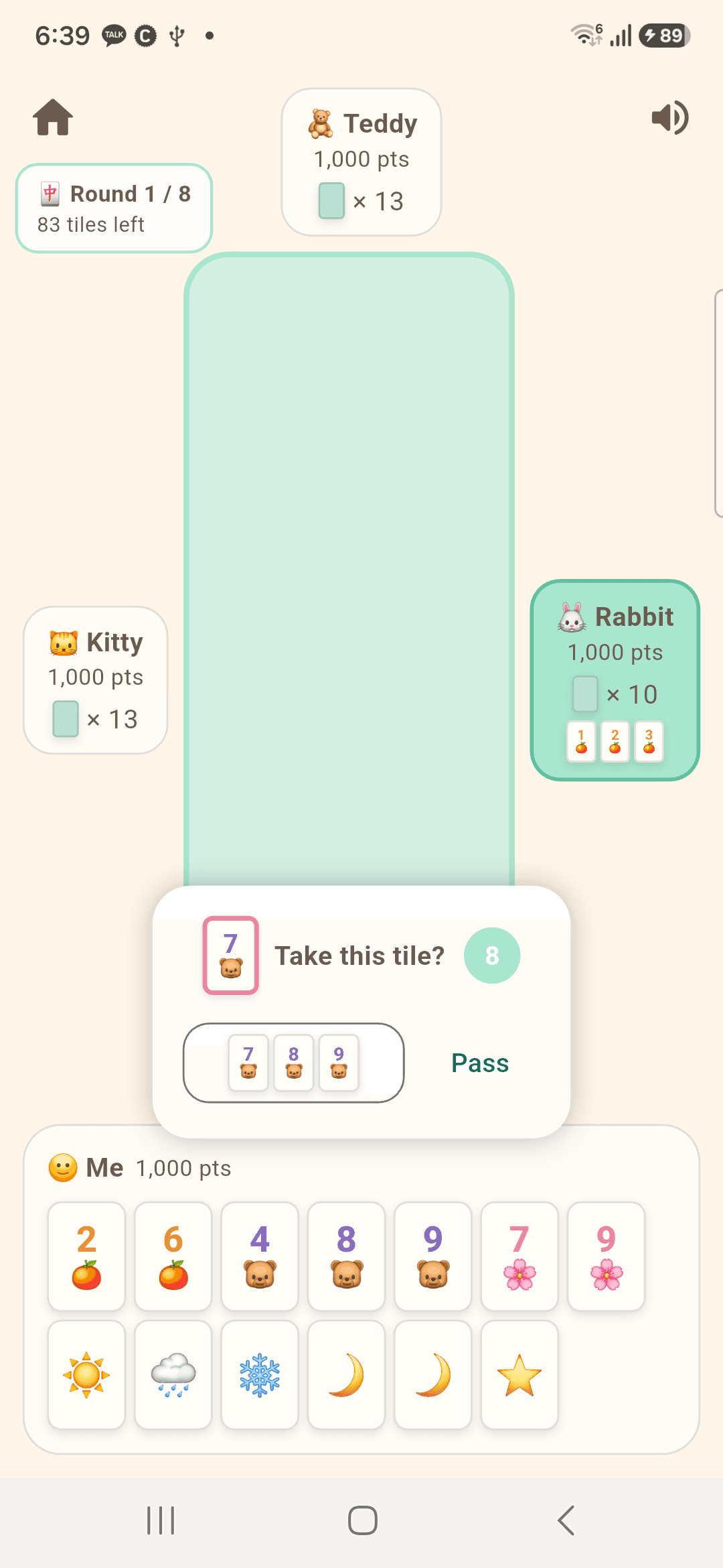 Mahjong Joy gameplay screen with claim timer